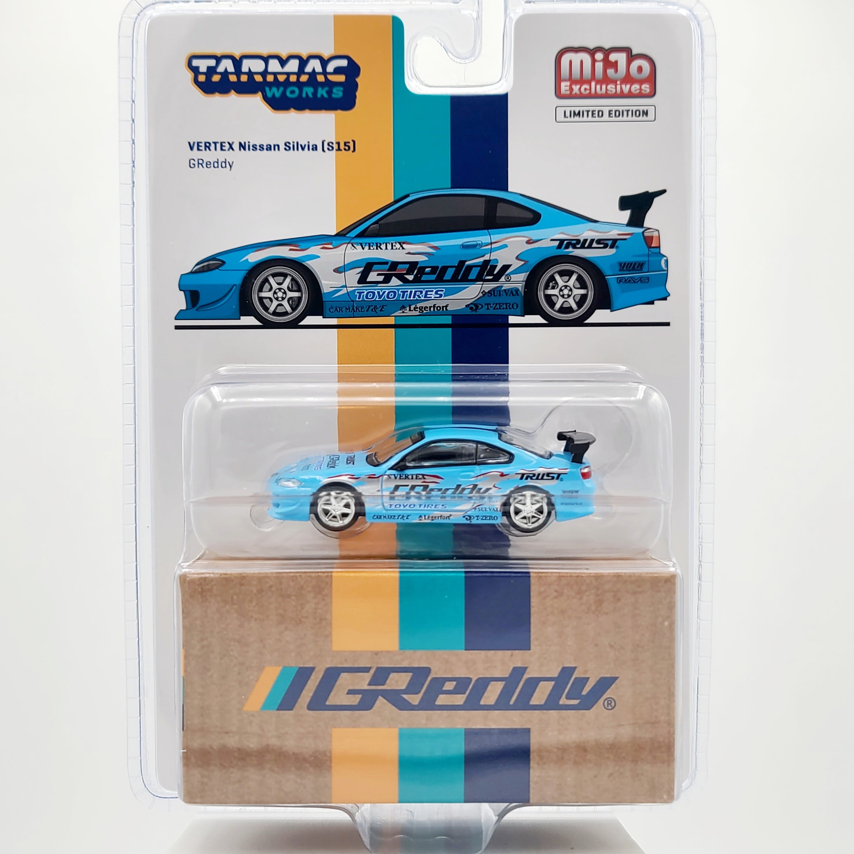 Tarmac Works Vertex Nissan Silvia S15 - 1:64 scale, GReddy (2024 MiJo Exclusives - Limited Edition)